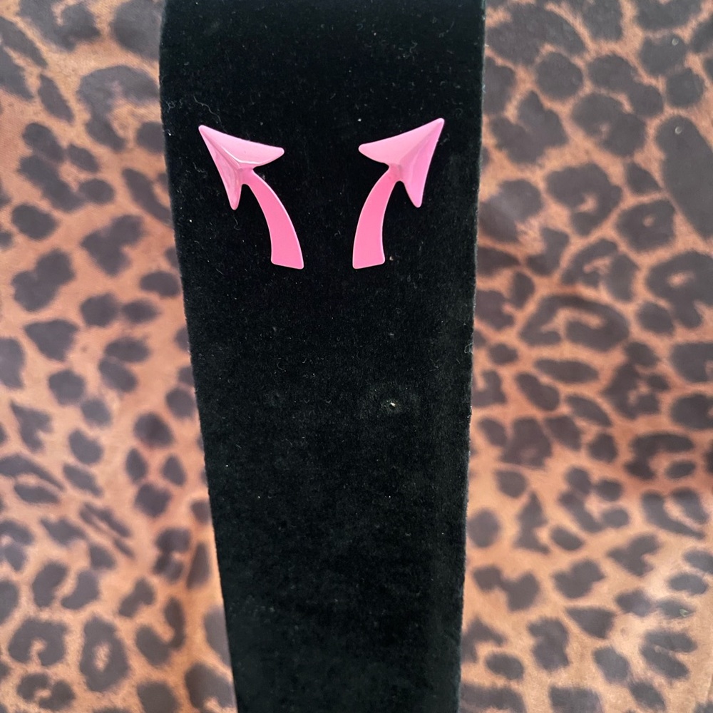 Pink arrow shaped earrings.